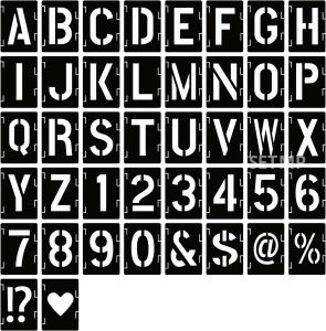 5 Inch Letter Stencils Symbol Numbers Craft Stencils, 42 Pcs Reusable Alphabet Templates Interlocking Stencil Kit for Painting on Wood, Wall, Fabric, Rock, Chalkboard, Sign, DIY Art Projects