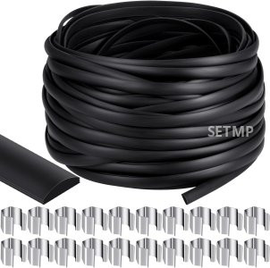 Flat Screen Spline 0.315 Width Vinyl Screen Spline with 20 Pcs Screen Retainer Clips, Flat Bottom and Curved Top Edge Screen Spline for Replacement for Installing Window Patio Door Screen (100ft)