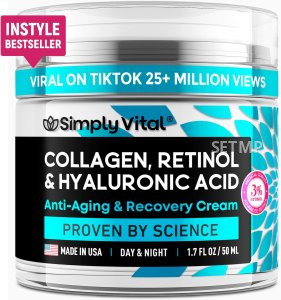 SimplyVital Face Moisturizer Collagen Cream - Anti Aging Neck and Décolleté - Made in USA Day & Night Face Cream - Moisturizing, Lifting & Recovery - 1.7oz
